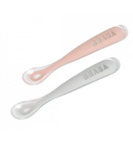 Pack de 2 Culleres de Silicona Béaba Rosa/Gris