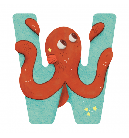 Lletra de fusta W Moulin Roty Blau