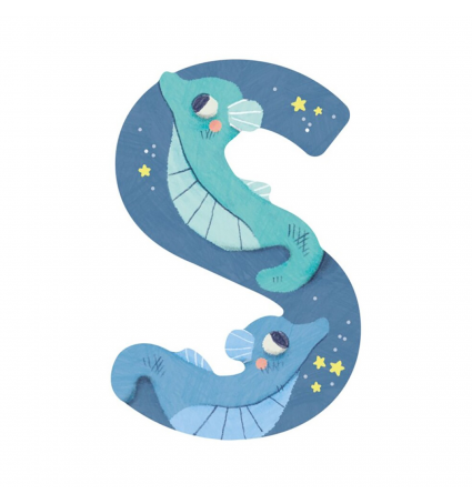 Lletra de fusta S Moulin Roty Blau