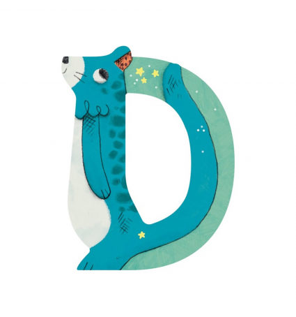 Lletra de fusta D Moulin Roty Blava