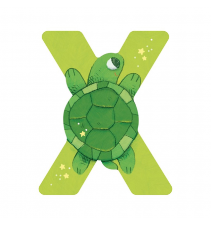 Lletra de fusta X Moulin Roty Verda