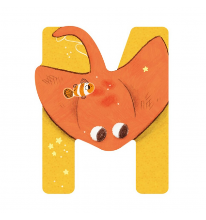 Lletra de fusta M Moulin Roty Groc