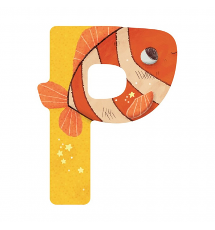 Lletra de fusta P Moulin Roty Groc