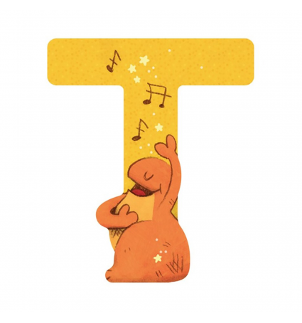 Lletra de fusta T Moulin Roty Groc