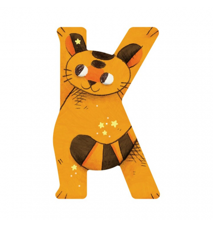 Lletra de fusta K Moulin Roty Groc