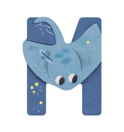 Lletra de fusta M Moulin Roty Blava