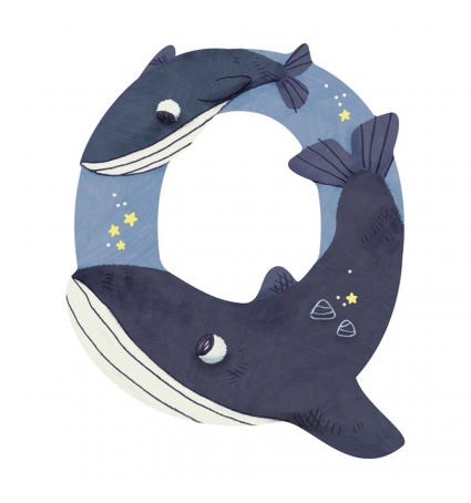 Lletra de fusta Q Moulin Roty Blava