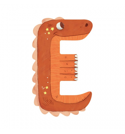 Letra de madera E Moulin Roty Naranja