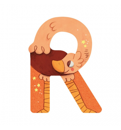 Letra de madera R Moulin Roty Naranja