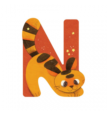 Letra de madera N Moulin Roty Naranja