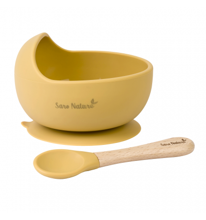 Bol i Cullera Saro Nature "Wave" Silicona Menta Mostassa