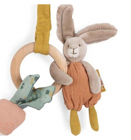 Sonajero con anilla de madera Moulin Roty Trois Petits Lapins Conejo