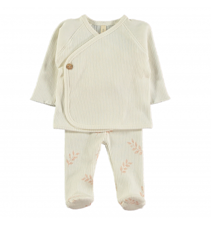 Kimono & polaina canalé Lillymom Easy Leaves Nude