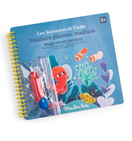 Cuaderno para pintar con pincel mágico Moulin Roty Aventuras de Paulie