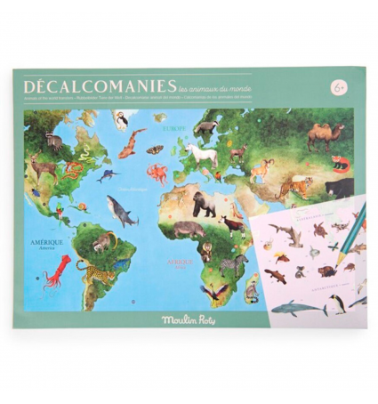 Mapamundi de calcomanías Moulin Roty Tout autour du monde