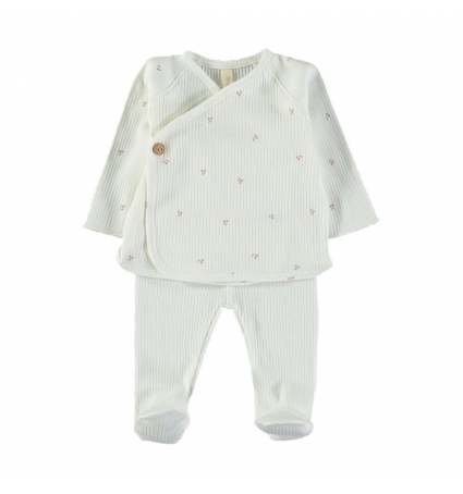 Kimono & polaina canalé Lillymom Easy Cherries Nude