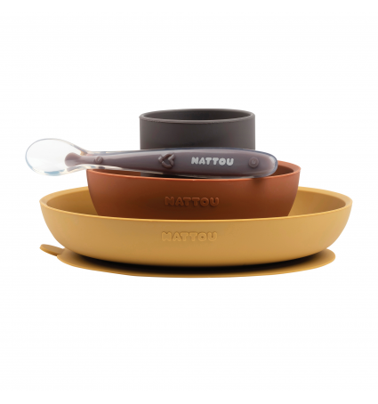 Vajilla de silicona Nattou Curry/Terracota