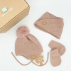 Conjunt primera posada Monnuage Gorro, coll i manyoples Rosa Empolsat