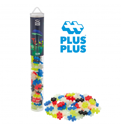 Tubo de piezas Plus Plus 100 piezas Brilla en la Oscuridad