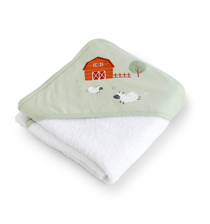 Capa de bany Bonjourbébé 100X100 Funny Farm Menta Serigrafía