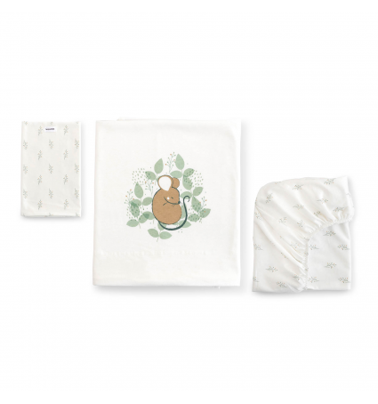 Joc de llençols Bonjourbébé Minibressol Spring Cottage Verd