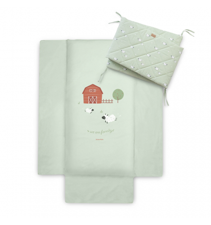 Pack cobrellit i protector Bonjourbébé 60x120 Funny Farm Menta 