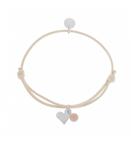 Pulsera de maternal Proud MaMa Mea Heart silver cream Moonstone 