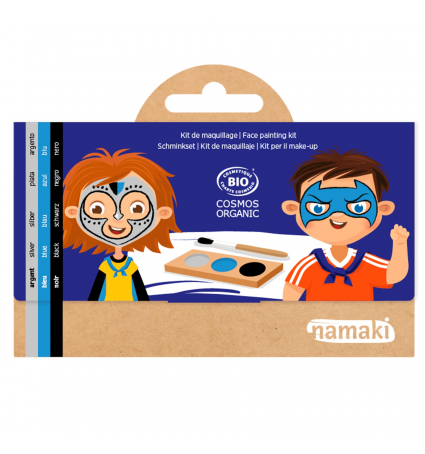 Kit de maquillaje Namaki Caballero y Superhéroe (plata, azul, negro) 