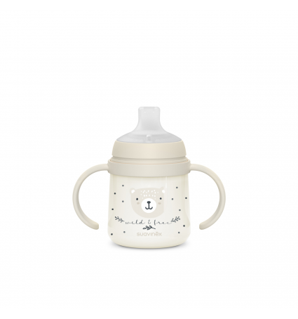 Biberón con asas Suavinex 150 ml noche Oso Blanco