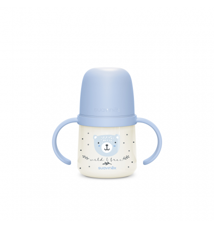Biberón con asas Suavinex 150 ml noche Oso Azul