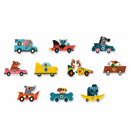 Puzzle Djeco 2 piezas Coches de Carreras