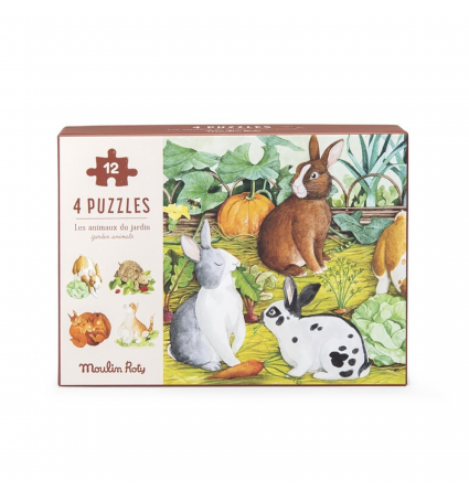 Puzzle Moulin Roty 12 piezas Los animales del jardín