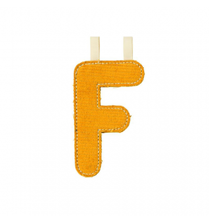 Letra de tela Lilliputiens F ocre fosforescente