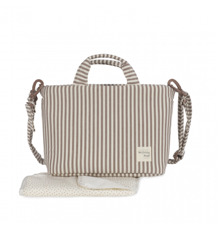 Bolsa Canastilla Walking Mum Praliné rayas Moka